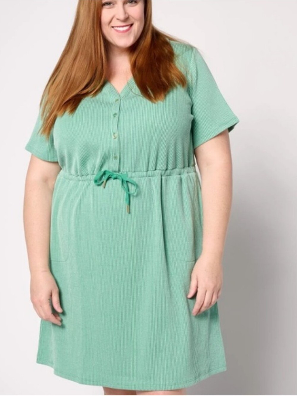 New Sport Savvy Cotton Ribbed Green Dress